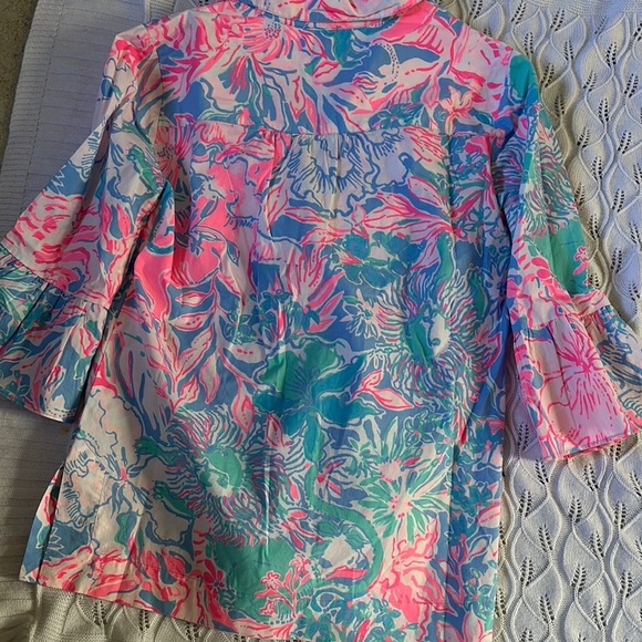 Lilly Pulitzer Vibrant Floral Top - Pink and Green - Picture 5 of 5